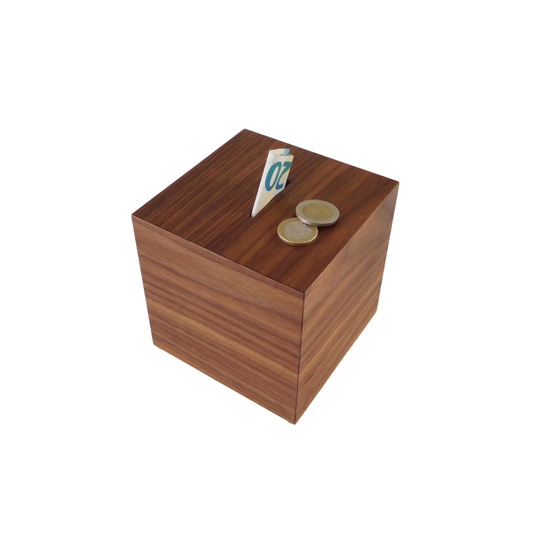 Piggy bank adult wood money box, savings bank tip jar for wedding, wood gifts for men image 1