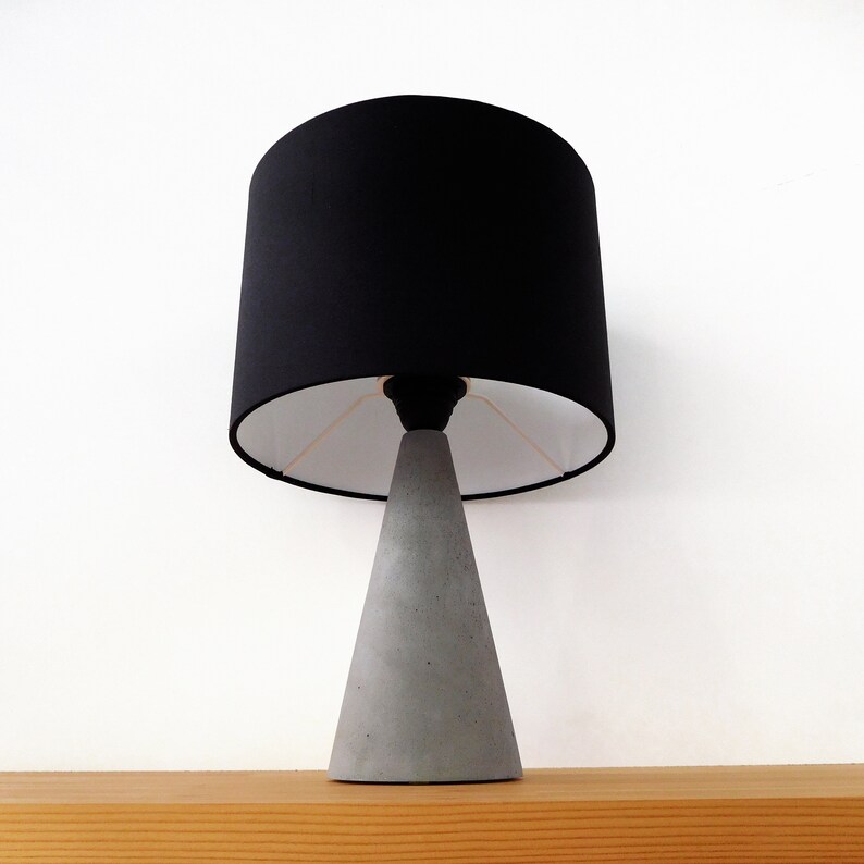 Concrete Table Lamp Shade Modern Bedside Lamp Concrete Side Etsy Ireland