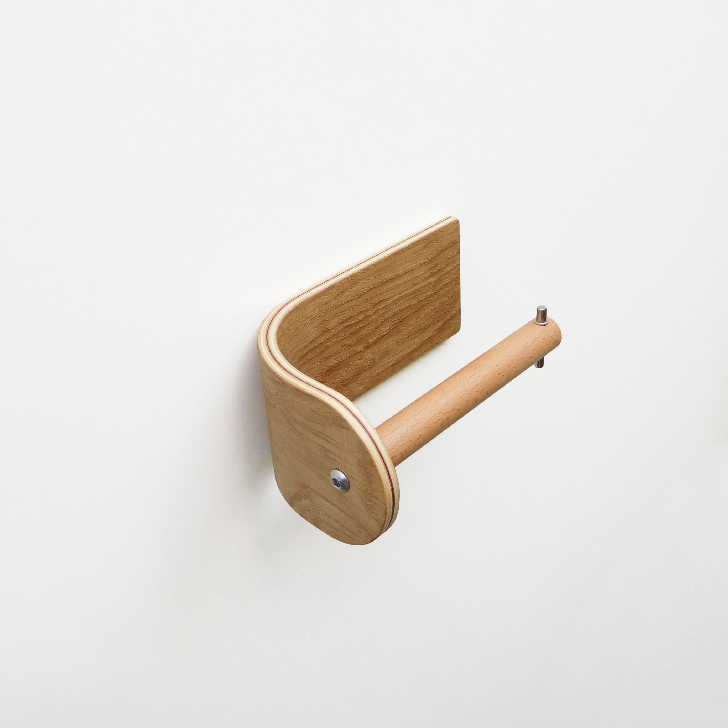 Toilet paper holder from leather and wood, rounded ends – Rowzec Design