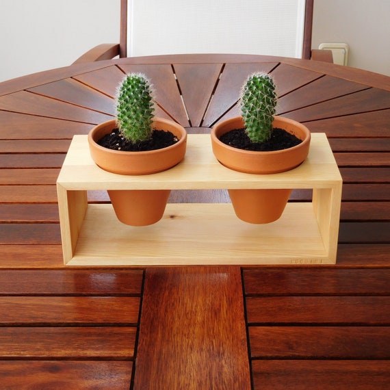 Wood mounted plant hanger with succulent pot wall mounted rustic plant holder terra cotta cactus planter sets succulent wall planter garden