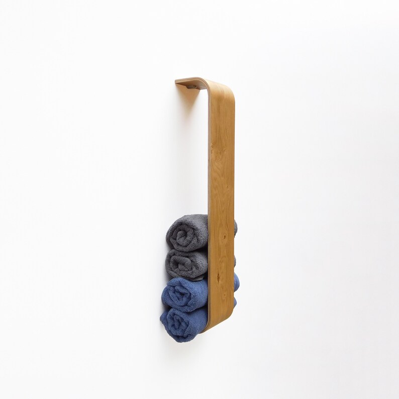 Modern Bath Towel Holder Wall Mounted Large Wooden Bathroom - Etsy