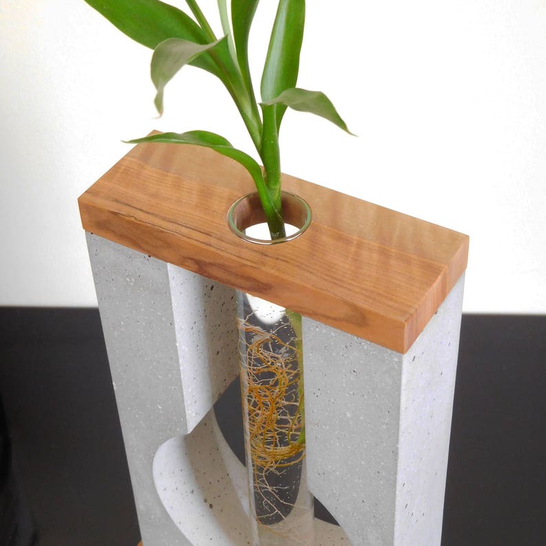 Table concrete vase for minimal flower concrete sculpture Etsy