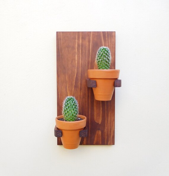 Rustic Wall Mounted Planter Stand For 2 Clay Pots Mini