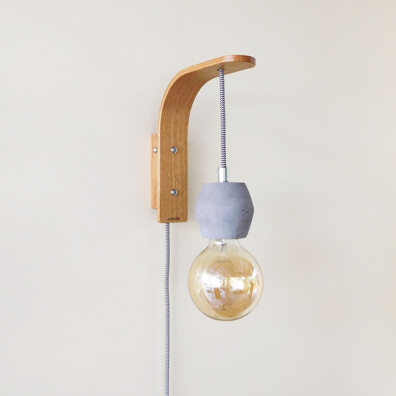Wall Sconce Pendant Light Plug in With Concrete Edison Wall Etsy