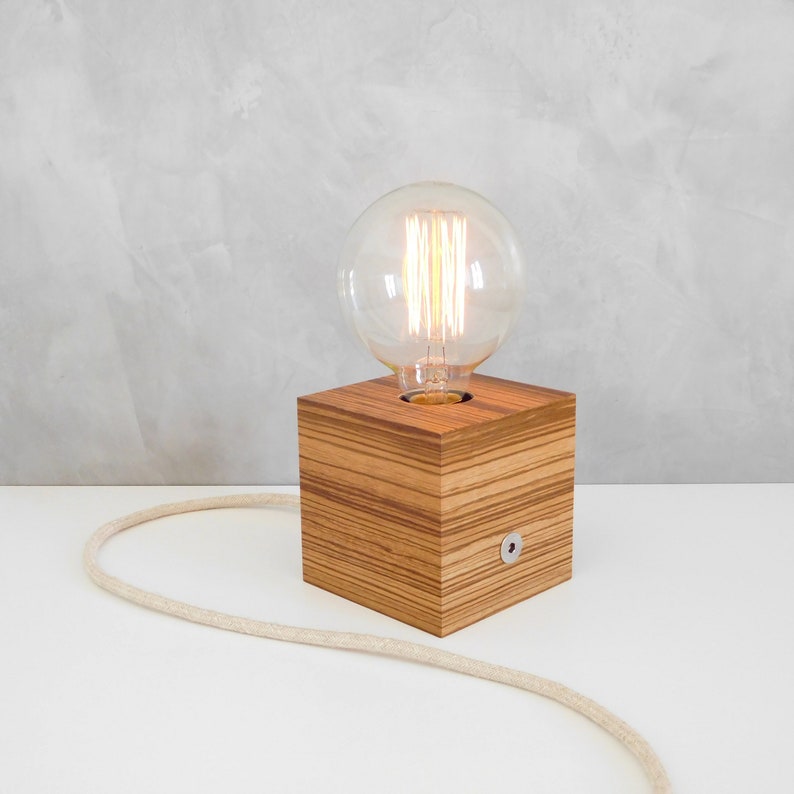 Hölzerne Edison dimmbare Touch-Lampe kleine Holz-Basis Edison | Etsy