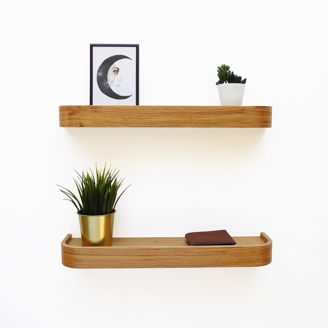 Wall Floating Ledge Shelf Modern Zebrawood Rounded Edge Etsy