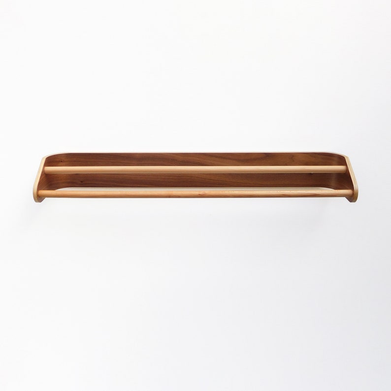 Walnut long towel bar, bathroom wall towel rack, wood double towel rail horizontal, modern bath accessories image 10