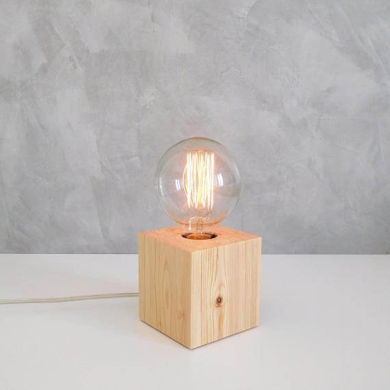 Holz Edison Tischlampe Wohnzimmer warmes Licht kleine