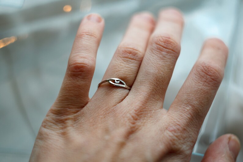 moon phases minimal ring pinky ring hand forged unique dainty ring simple silver ring nature ring designs Crescent moon eye ring