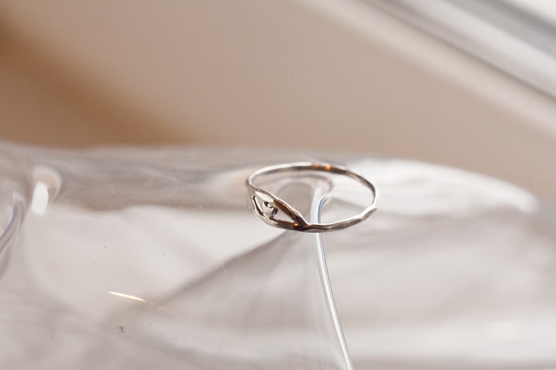 moon phases minimal ring pinky ring hand forged unique dainty ring simple silver ring nature ring designs Crescent moon eye ring