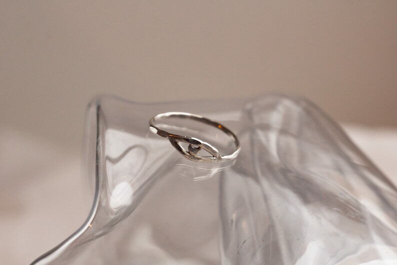 moon phases minimal ring pinky ring hand forged unique dainty ring simple silver ring nature ring designs Crescent moon eye ring