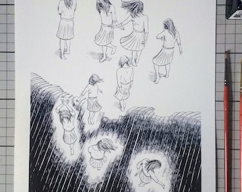 A esposa melancólica adorava dançar: ilustração artística em caneta e tinta