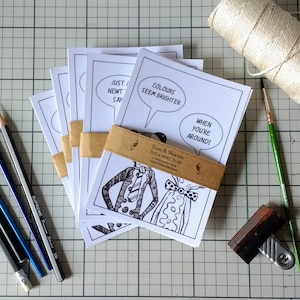 Postkarte Set von 5 - Stift und Tinte Illustrationen - A6 Newt Kunstkarten - 300 g/qm Mini-Drucke