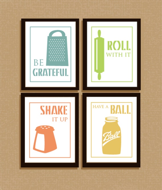 Conjunto De 4 Refranes De Cocina Ilustrados Inteligentes Etsy