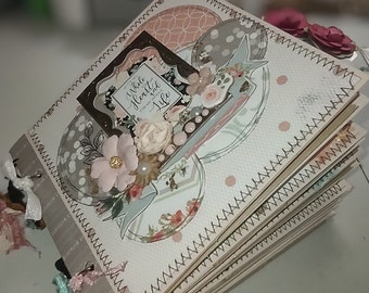 WEDDING/ marriage/ love/ premade mini scrapbook album/ junk journal/ photo album/ 6x6 sewn/ premade pages/ just add photos