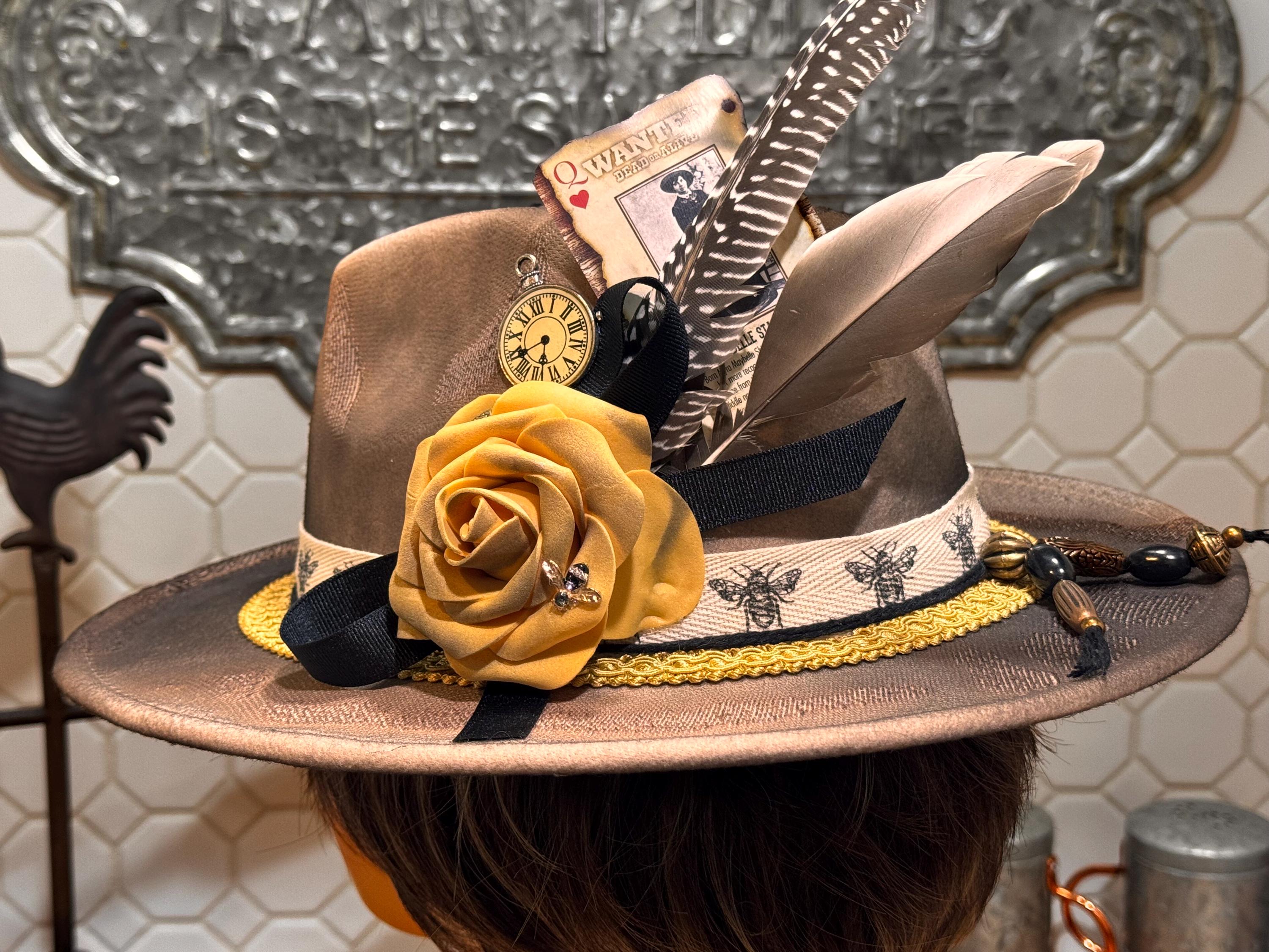 Burned & Hand Painted Western Cowboy Hat Horse Rancher Artisan Wildflower Horse Hat, Floral Horse Hat, Horse Burned Hat  main image 2