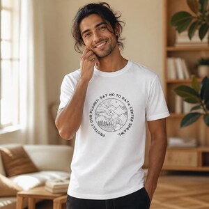 Protect Our Planet Say No to Data Center Sprawl T-Shirt | Line Art Landscape