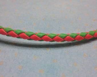 Bolo Tie Cord, Bright Pink and Green, 38 1/2 inches long BBTC7d