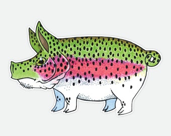 Pig Rainbow Trout Sticker