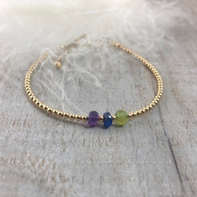 gold family birthstone bracelet