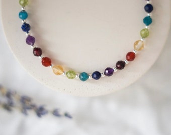Dainty Rainbow Bracelet, gemstones with sterling silver, Rainbow Gifts
