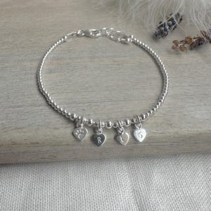 Personalised Initials Bracelet with Paw for Cat and Dog Mums in Sterling Silver, Pet lovers gift idea,