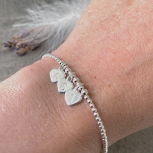 Personalised Initial Bracelet in sterling silver, Dainty Beaded Monogram Jewellery Gift Idea for Women
