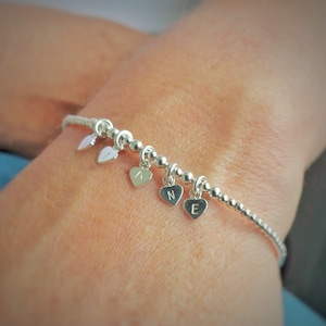 Family Initials Personalised Initial Bracelet , Dainty Sterling Silver Jewellery image 1