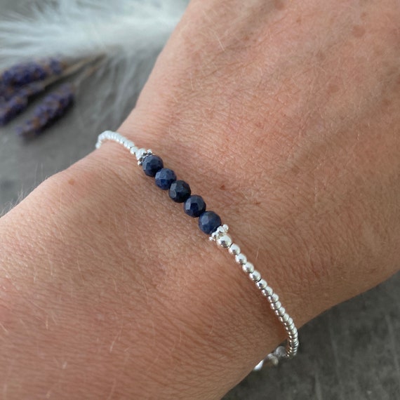 Blue Sapphire Bracelet, September Birthstone, Skinny Bracelet - Etsy UK