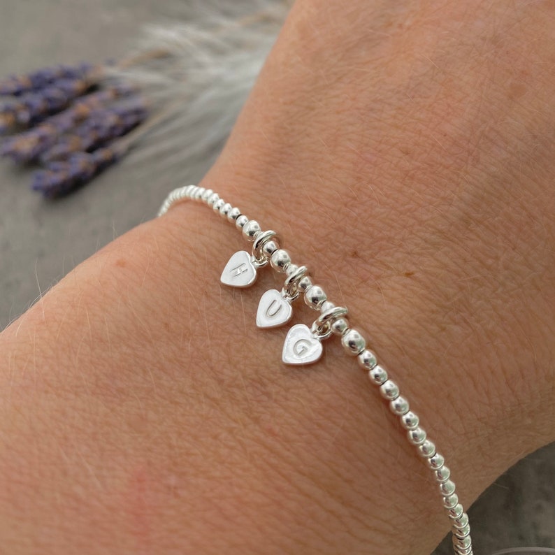 SECONDS : IMPERFECT Tiny Family Initial Bracelet , Personalised Dainty Sterling Silver Jewellery image 2