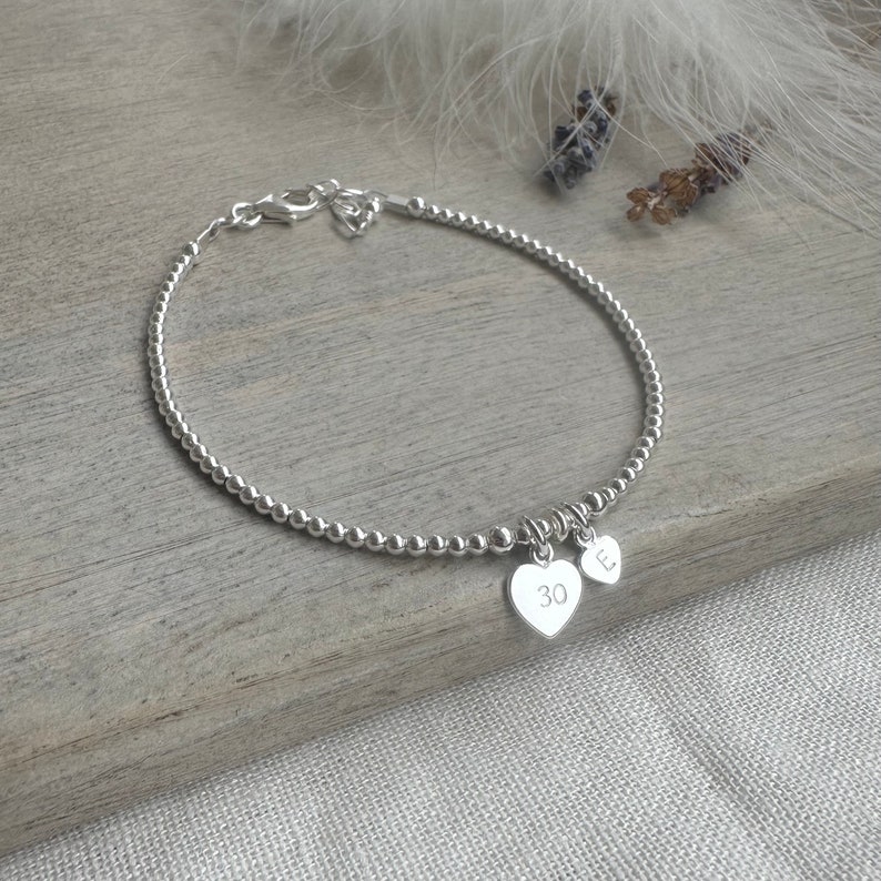 30th Birthday Jewellery, Initial Bracelet Personalised in Sterling Silver image 1