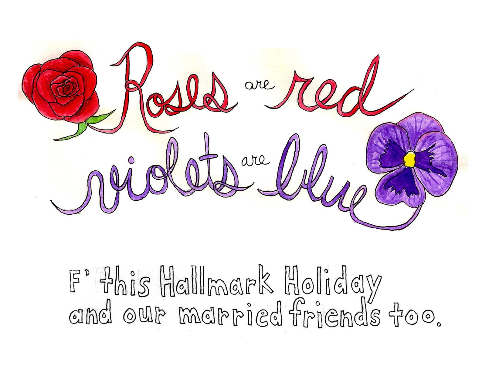 Roses Are Red Anti Valentine's Day Card / Single Ladies | Etsy