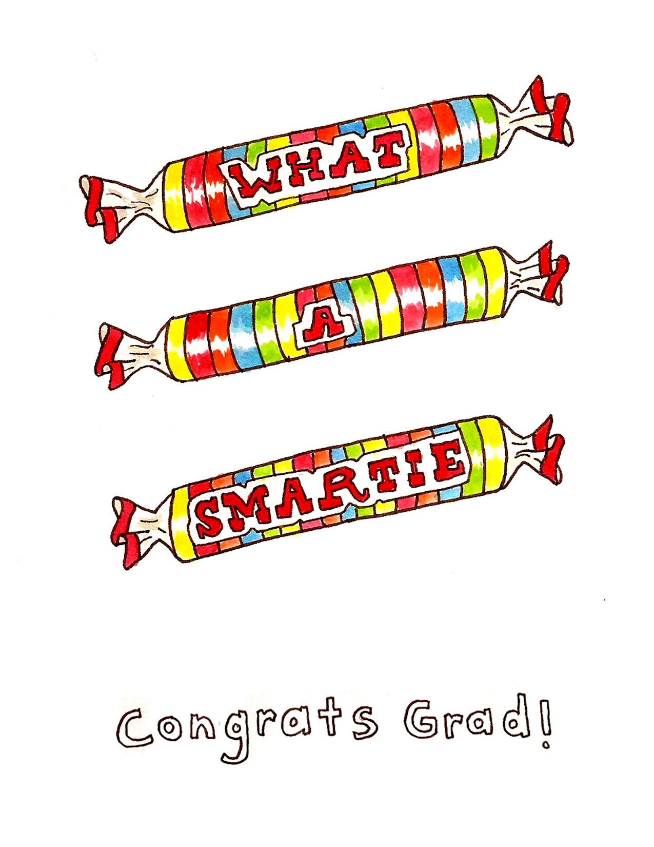 Grad / Graduation Card What a Smartie / Congrats Graduate / | Etsy