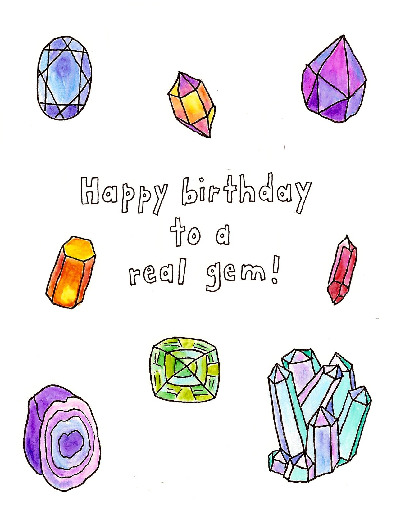 Happy Birthday to a Real Gem / Crystals and Gemstones Birthday Etsy