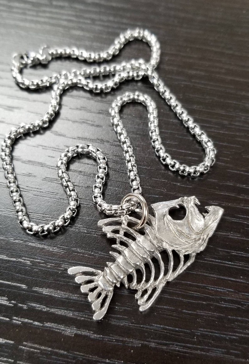 Fish Bone Skeleton Necklace Fishbones Necklace Bow Fishing Etsy