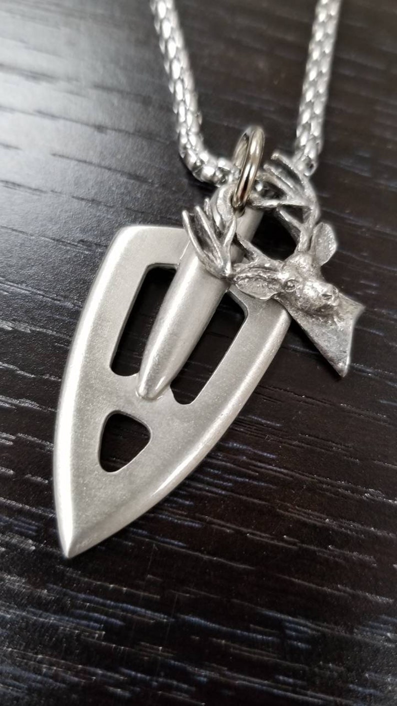 Deer Head Necklace Arrowhead Broadhead Necklace Broadhead with Etsy