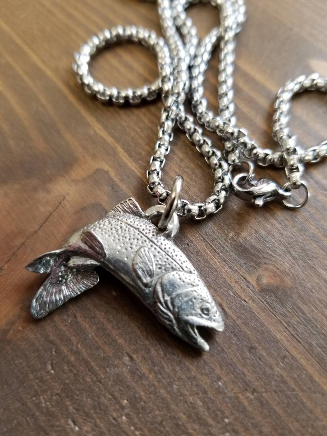 Trout Necklace Rainbow Trout Fish Trout Jewelry Fishing Etsy