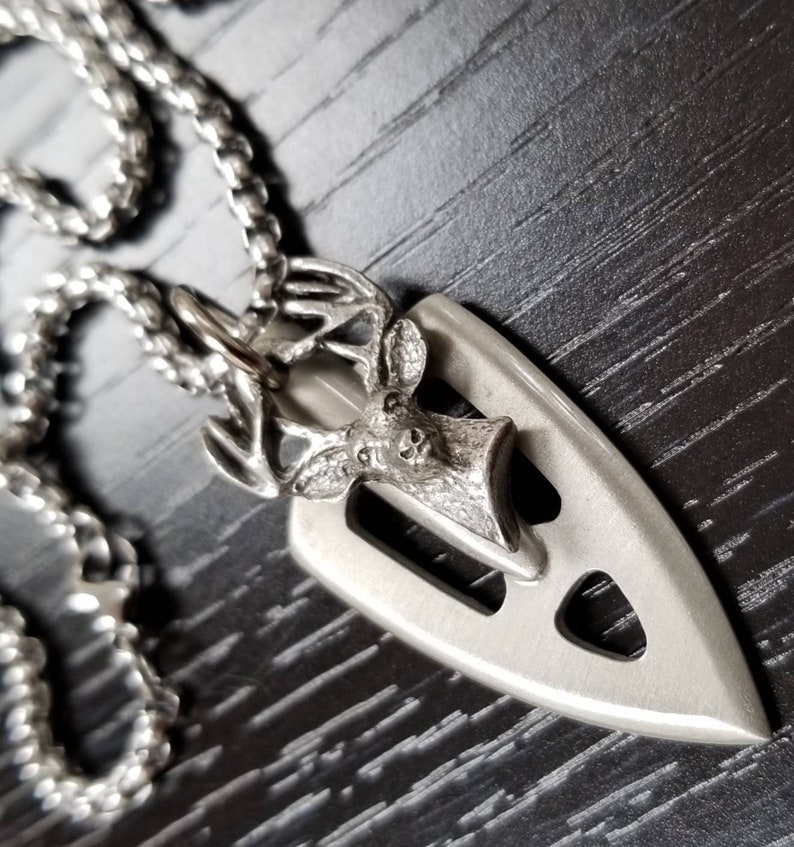 Deer Head Necklace Arrowhead Broadhead Necklace Broadhead with Etsy