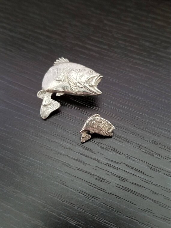 Large Month Bass Fish Hat Pin Jumping Bass Fish Label Pin Etsy