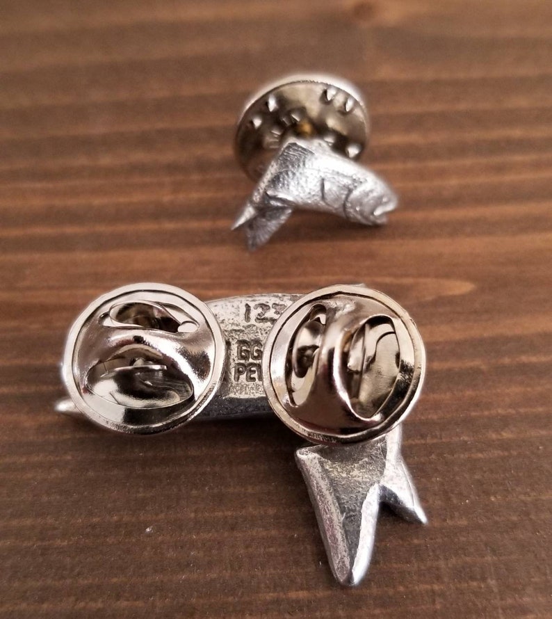 Trout Hat Lapel Pin Jumping Rainbow Trout Trout Fish Pin Etsy