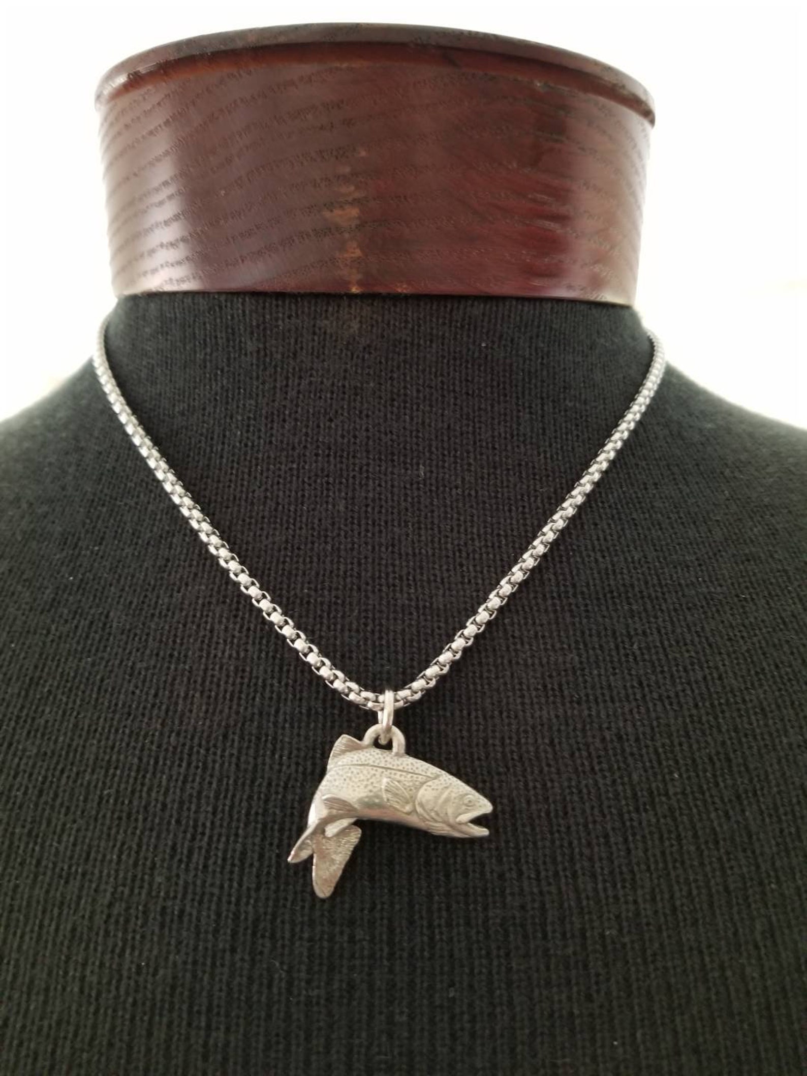 Trout Necklace Rainbow Trout Fish Trout Jewelry Fishing Etsy