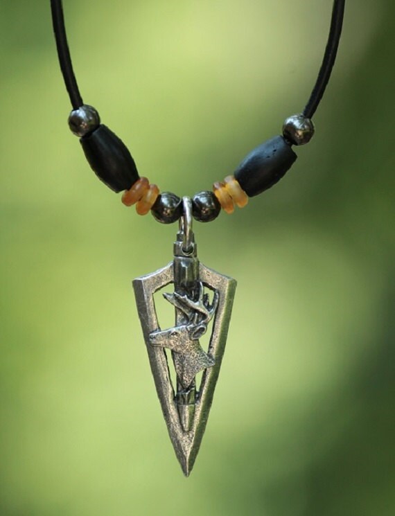 Little D Designs Drop Tine Antler Deer Head Skull Hunting Black Bone Necklace