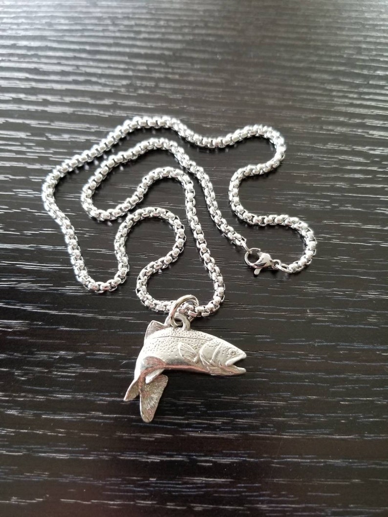 Trout Necklace Rainbow Trout Fish Trout Jewelry Fishing Etsy