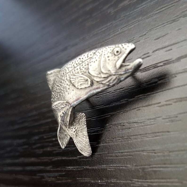 Trout Hat Lapel Pin Jumping Rainbow Trout Fish Pin Trout Etsy