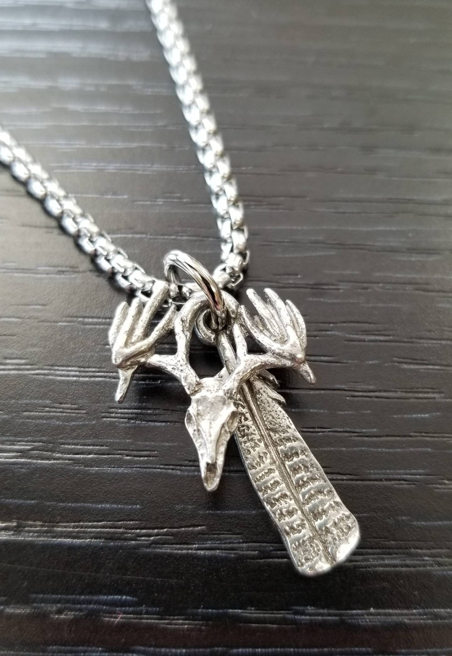 Deer Skull With Turkey Feather Necklace 