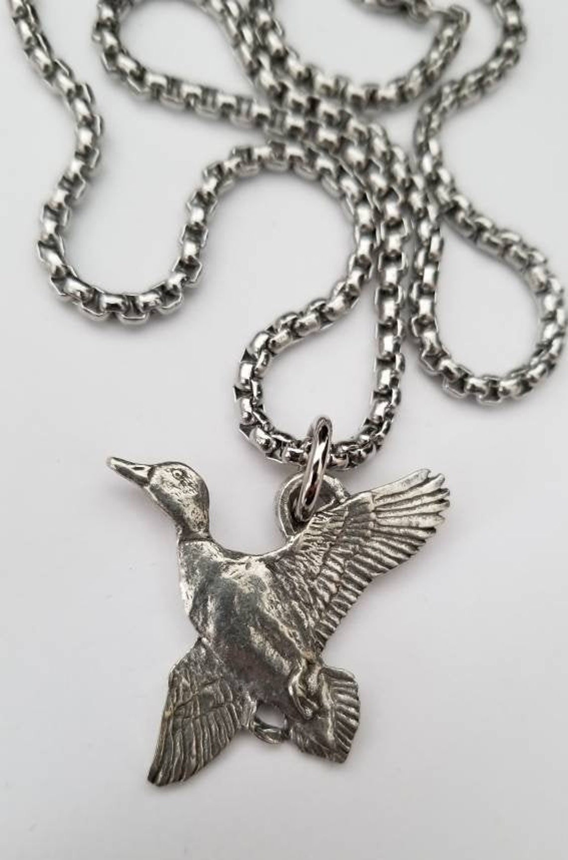 Duck Hunting Necklace Flying Mallard Duck Necklace Hunting Etsy