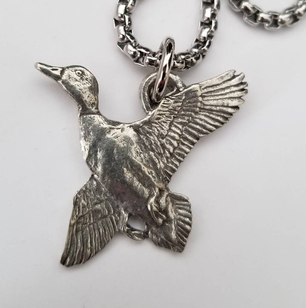 Mallard Duck Necklace Flying Mallard Duck Necklace Duck Etsy