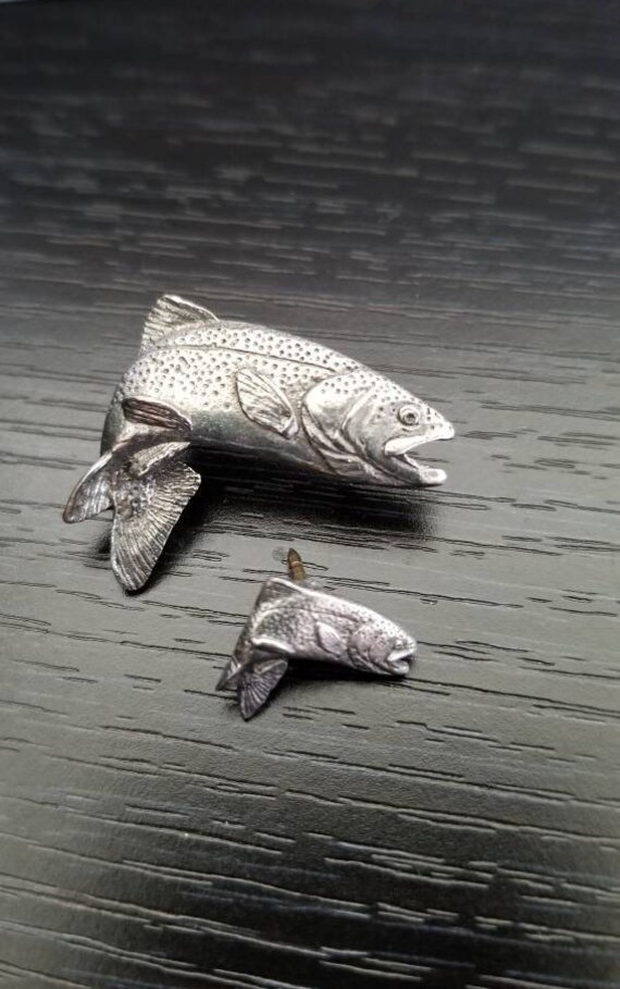 Trout Hat Lapel Pin Jumping Rainbow Trout Fish Pin Trout Etsy