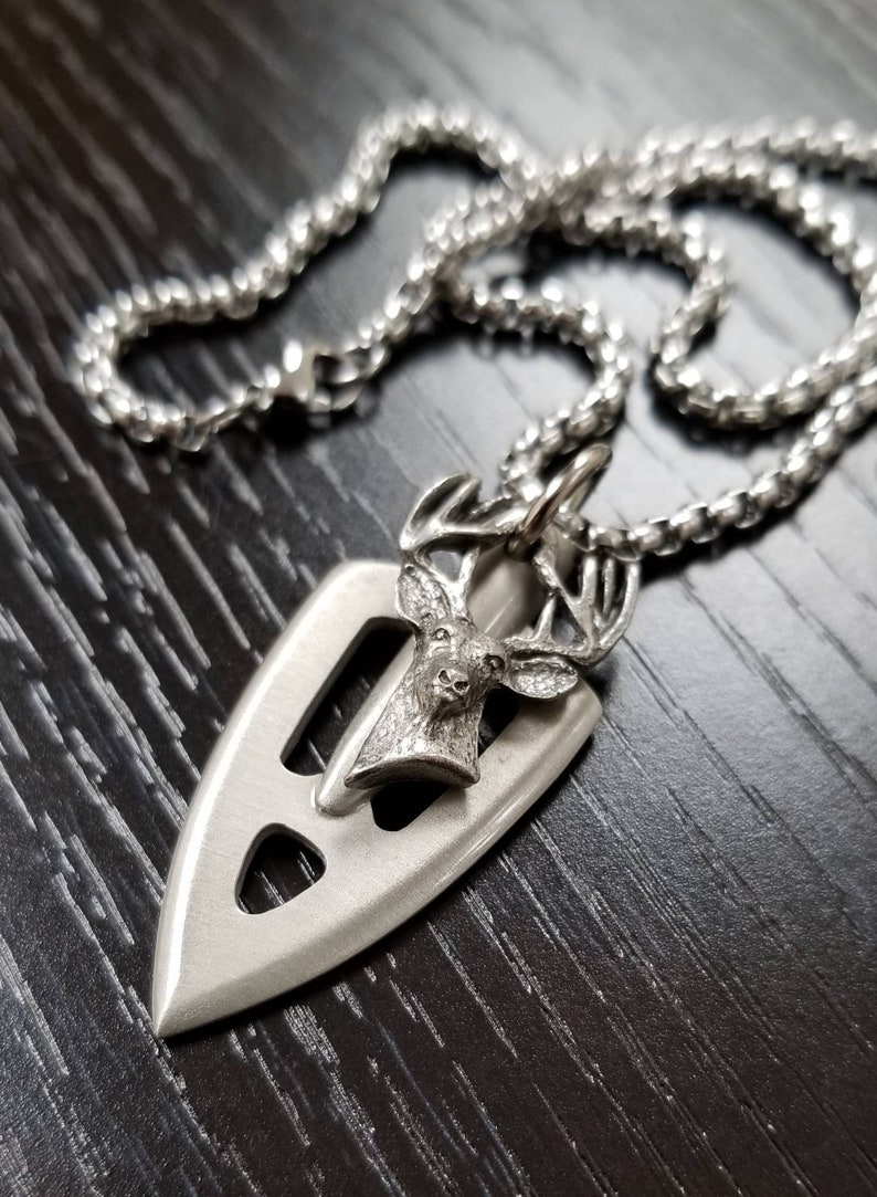 Deer Head Necklace Arrowhead Broadhead Necklace Broadhead with Etsy