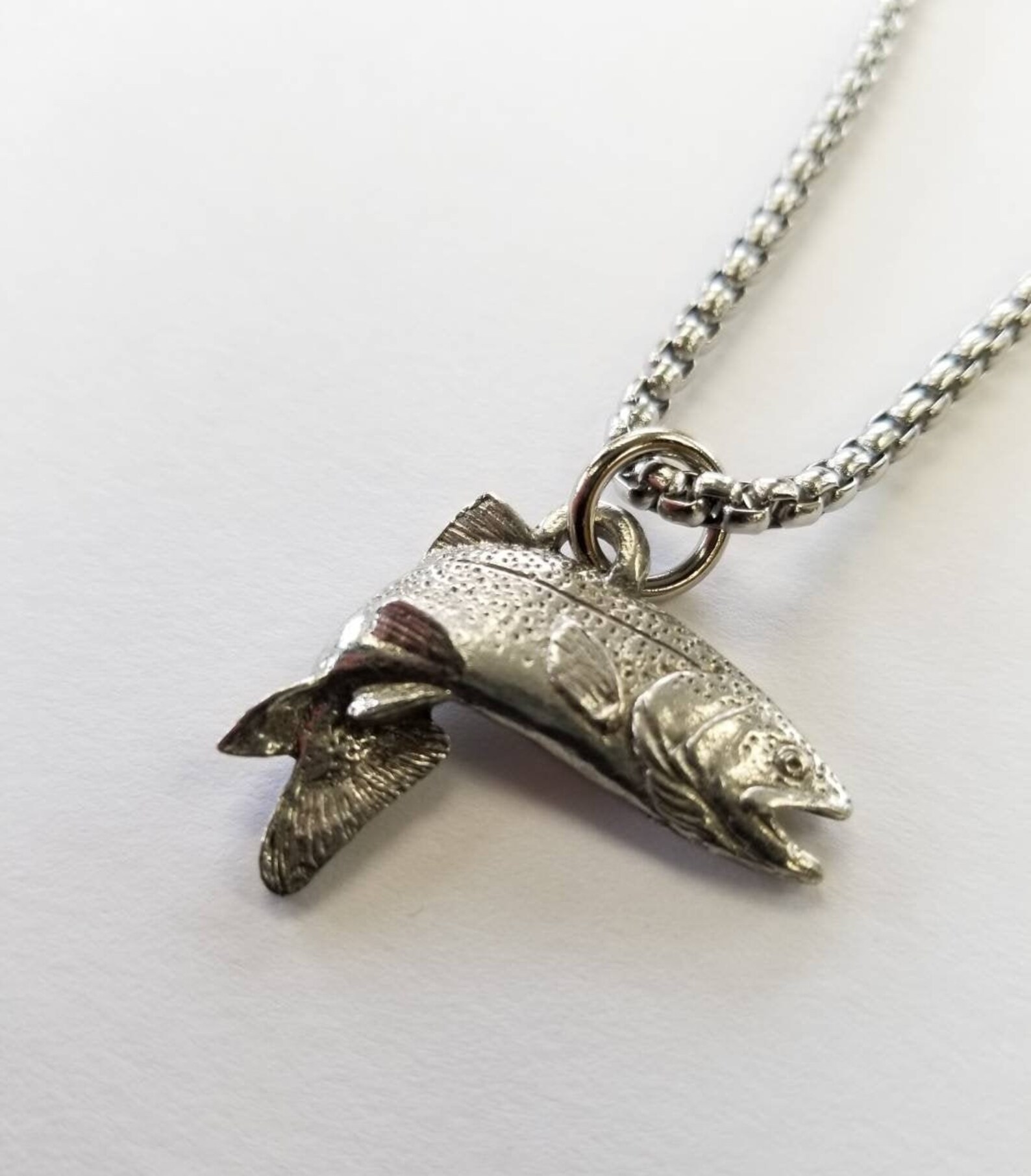 Trout Necklace Rainbow Trout Fish Trout Jewelry Fishing Etsy